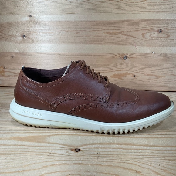 Cole Haan Grand+ Wingtip Oxford Shoes Mens 12 M Brown British Tan Leather C36939 main image 9